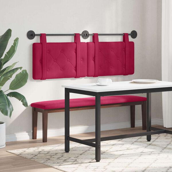 vidaXL Testata appesa Rosso Vino 150 x 55 x 5 cm Velluto