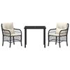 vidaXL Set da Pranzo per Giardino con cuscino 3 pcs Nero polyrattan