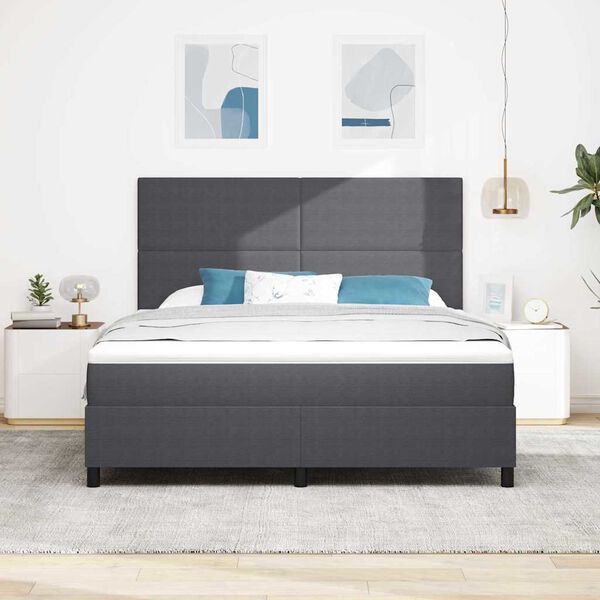 vidaXL Letto a molle con testiera Grigio Scuro e Bianco 180 x 200 cm