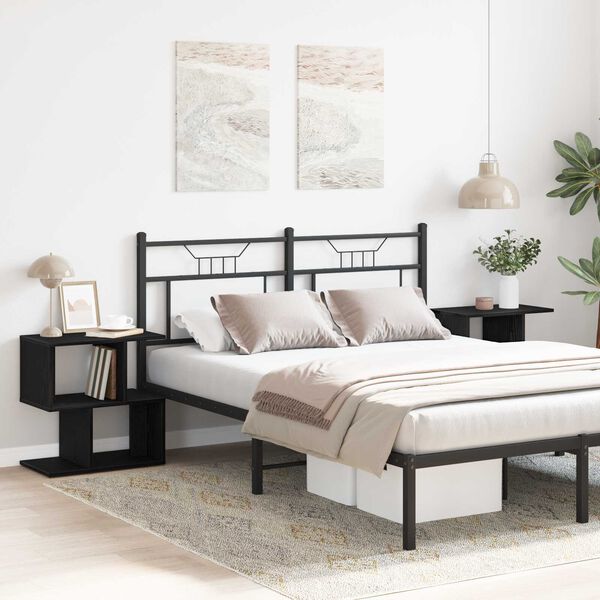 vidaXL Armadio da Notte 2 pcs Rovere Nero 50 x 30 x 51,5 cm