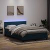 vidaXL Letto a Molle con Materasso e LED Blu Scuro 160x210 cm in Velluto