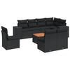vidaXL Set Divani da Giardino 9 pz con Cuscini Nero in Polyrattan