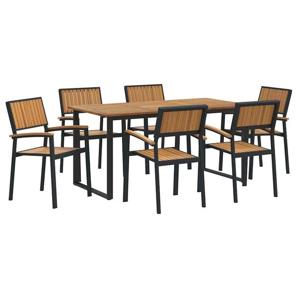 vidaXL Set da Pranzo per Giardino 7 pcs Nero e marrone