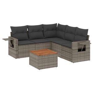 vidaXL Set Divano da Giardino 6 pz con Cuscini Grigio in Polyrattan