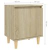 vidaXL Comodini Gambe in Legno Massello 2pz Rovere Sonoma 40x30x50cm
