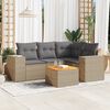 vidaXL Set Divano da Giardino 5 pz con Cuscini Beige in Polyrattan