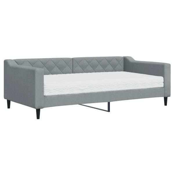 vidaXL Divano Letto con Materasso Grigio Chiaro 90x190 cm in Tessuto