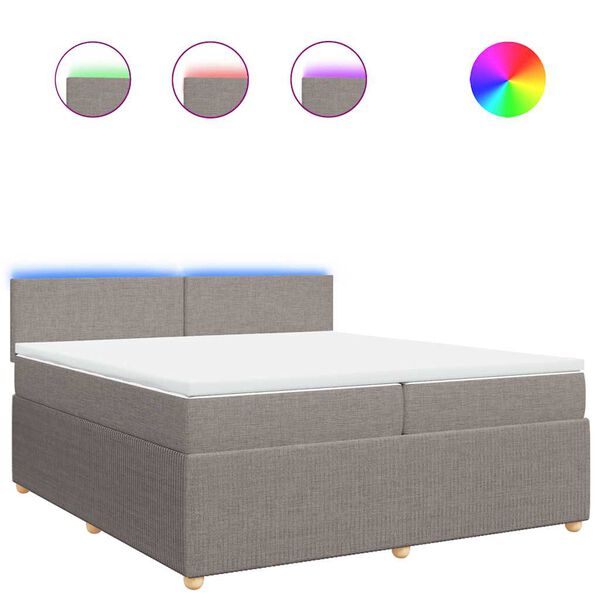 vidaXL Giroletto a Molle con Materasso Tortora 200x200 cm in Tessuto