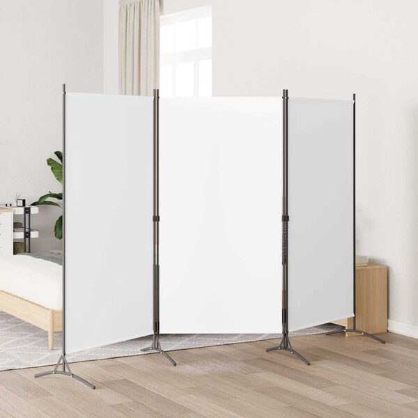 vidaXL Divisorio a 3 Pannelli Bianco 260x180 cm in Tessuto