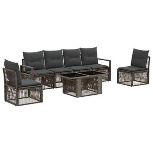 vidaXL Set Divano da Giardino 7 pz Grigio e Grigio Scuro polyrattan