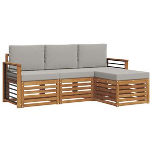 vidaXL Set di divani da esterno 4 pcs Grigio Naturale e Chiaro