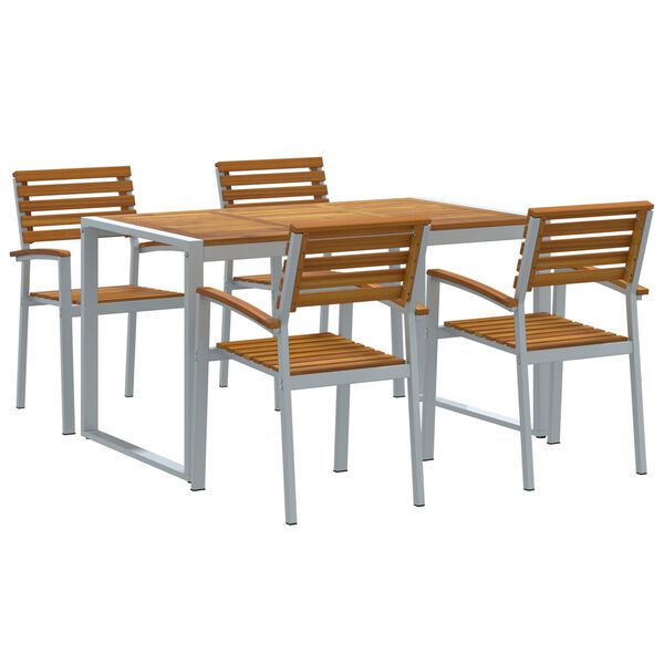 vidaXL Set da Pranzo per Giardino 5 pcs Grigio e marrone