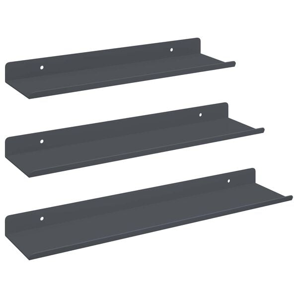 vidaXL Mensola sospesa 3 pcs Antracite 40 x 9 x 2,5 cm Acciaio