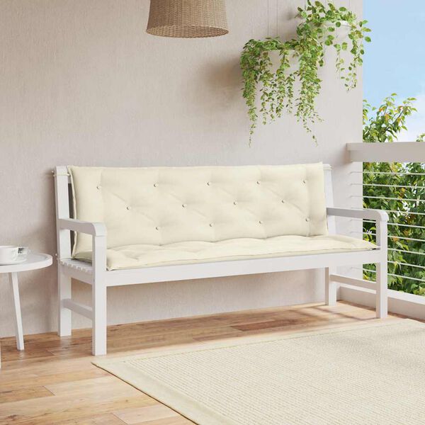 vidaXL Cuscini Panca Giardino 2pz Bianco Crema 150x50x7 Tessuto Oxford