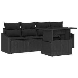 vidaXL Set Divano da Giardino con cuscino 5 pcs Nero polyrattan