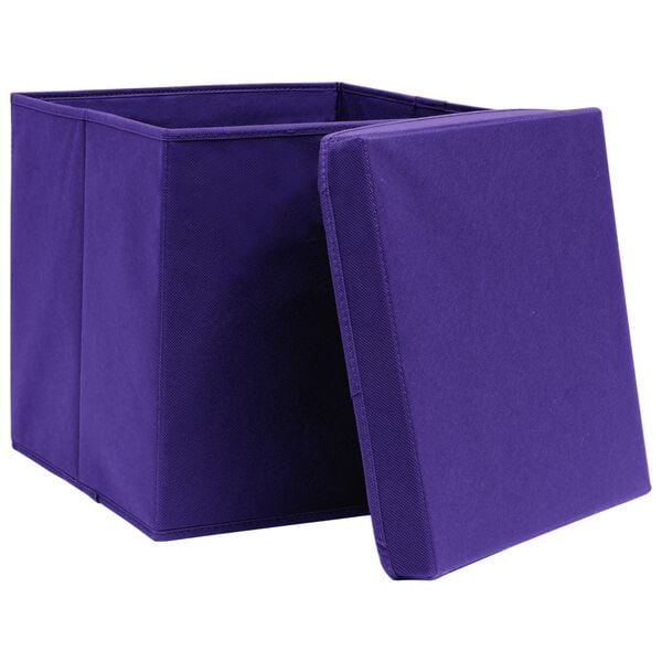 vidaXL Scatole Portaoggetti con Coperchi 4pz Viola 32x32x32cm Tessuto