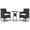 vidaXL Set da Pranzo per Giardino 3 pz in Polyrattan Nero