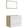 vidaXL Set Mobili da Bagno 2 pz Bianco e Rovere Sonoma in Truciolato