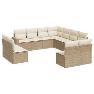 vidaXL Set Divani da Giardino 11 pz con Cuscini Beige in Polyrattan