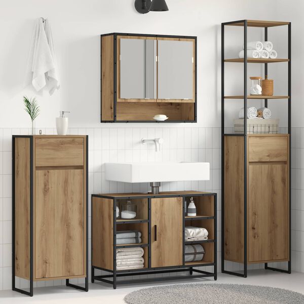 vidaXL Mobile da Bagno con porta Rovere Artigianale 40 x 30 x 180 cm