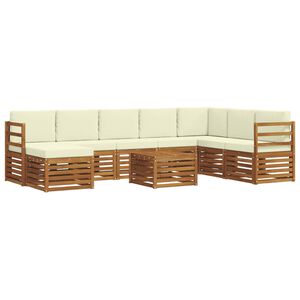 vidaXL Set di divani da esterno con cuscino 9 pcs Naturale e Crema