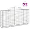 vidaXL Cesti Gabbioni ad Arco 9 pz 200x30x100/120 cm Ferro Zincato