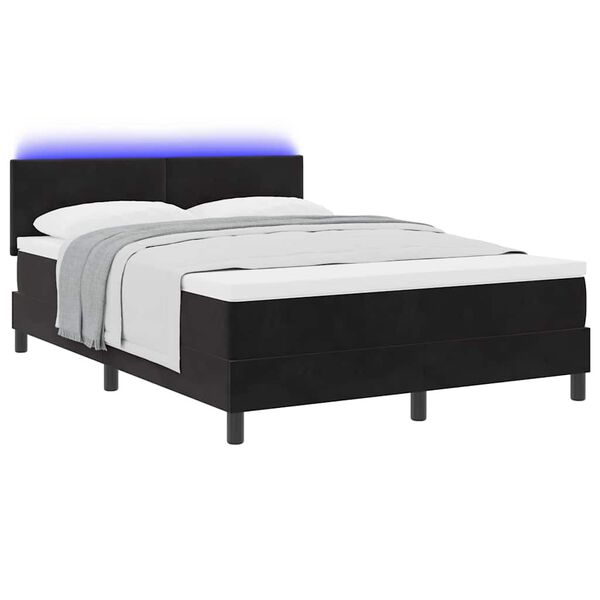vidaXL Letto a Sorgente LED con materasso Nero 160 x 200 cm Velluto