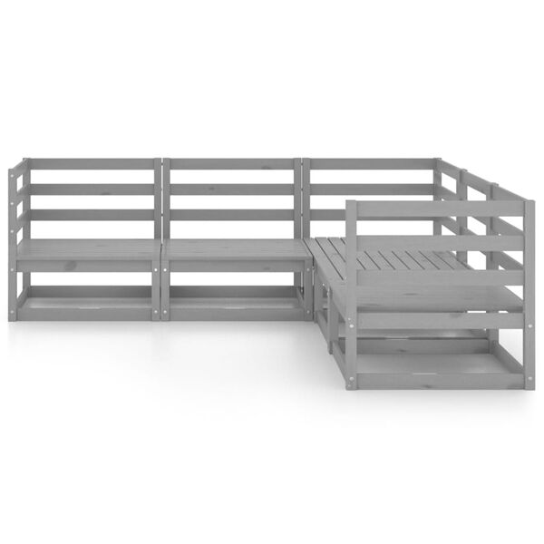 vidaXL Set Divani da Giardino 5 pz Grigi in Legno Massello di Pino