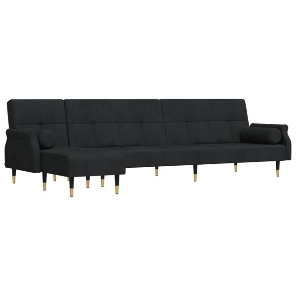 vidaXL Divano Letto a L Nero 271x140x70 cm in Velluto