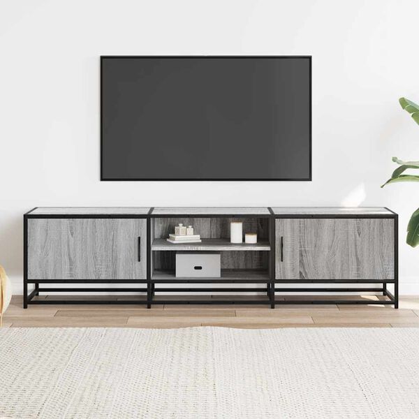 vidaXL Mobile TV Grigio Sonoma 160x35x41cm Legno Multistrato e Metallo