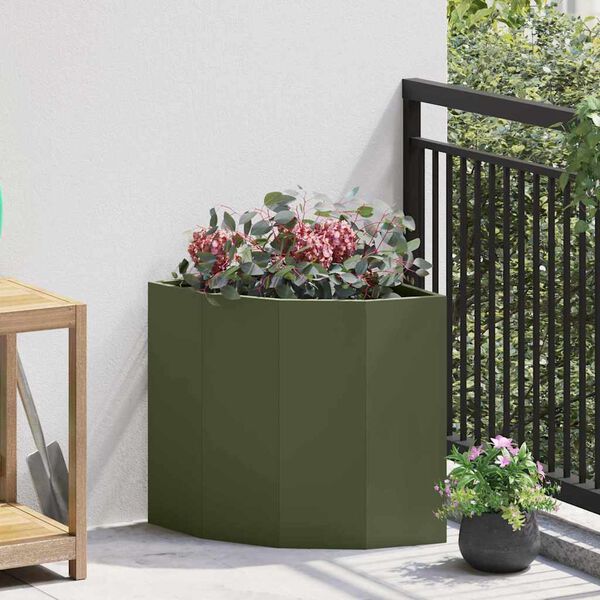 vidaXL Vaso d'angolo Oliver verde 45 x 45 x 50 cm Acciaio