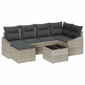 vidaXL Set di divani 7 pz Grigio chiaro polyrattan