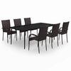 vidaXL Set da Pranzo per Giardino 7 pz con Cuscini Marrone e Nero