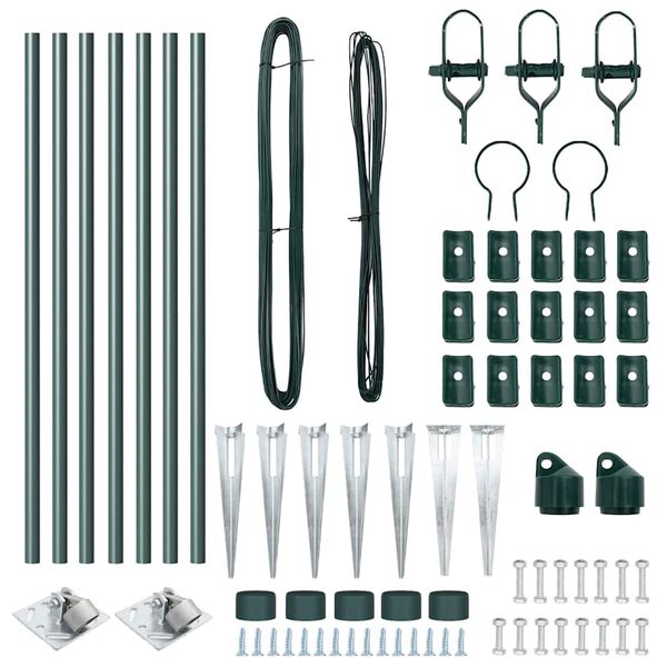 vidaXL Palo della recinzione 7 pcs Verde Acciaio