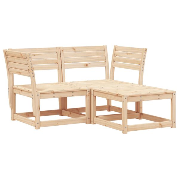 vidaXL Set Divani da Giardino 3 pz in Legno Massello di Pino