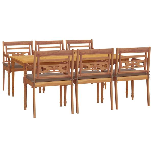 vidaXL Set da Pranzo Giardino 7pz con Cuscini Legno Massello di Teak