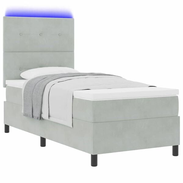 vidaXL Letto a Sorgente LED Grigio chiaro 80 x 200 cm Tessuto