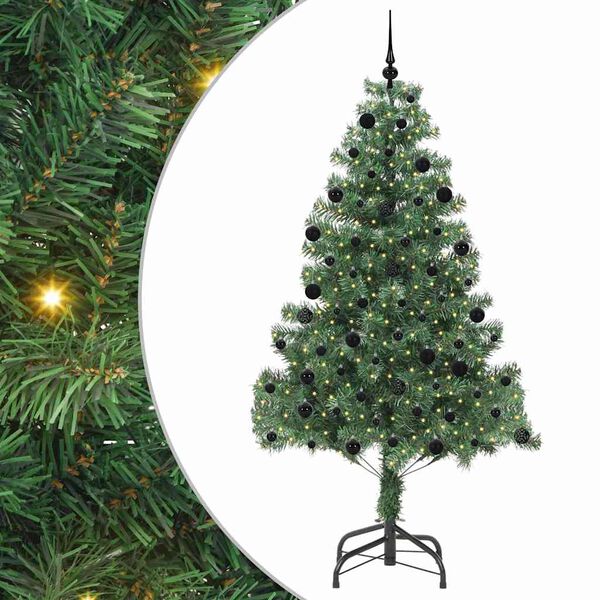 vidaXL Albero di Natale con 300 LED con supporto Verde 210 cm PVC