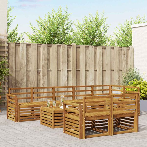 vidaXL Set divani 9 pcs Naturale Legno di Acacia Massello