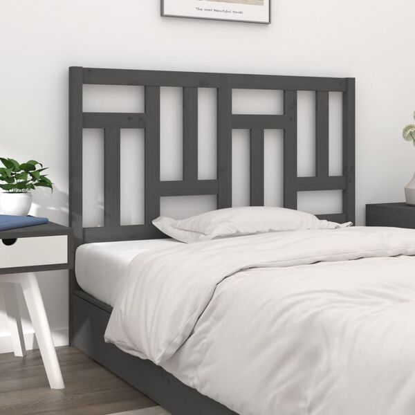 vidaXL Testiera per Letto Grigia 125,5x4x100 cm Legno Massello di Pino