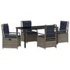 vidaXL Set da Pranzo per Giardino 5 pz Grigio polyrattan