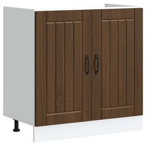 vidaXL Mobile Base Lavello Lucca Rovere Marrone in Legno Multistrato
