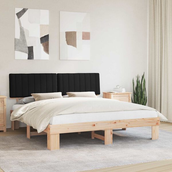 vidaXL Letto con Testiera Rivestita Nero 180 x 200 cm Pino massello