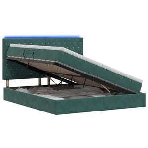 vidaXL Letto con contenitore LED e materasso Verde Scuro 140 x 200 cm