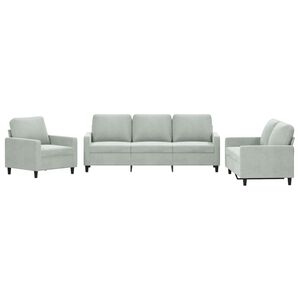 vidaXL Set di Divani 3 pz con Cuscini Grigio Chiaro in Velluto
