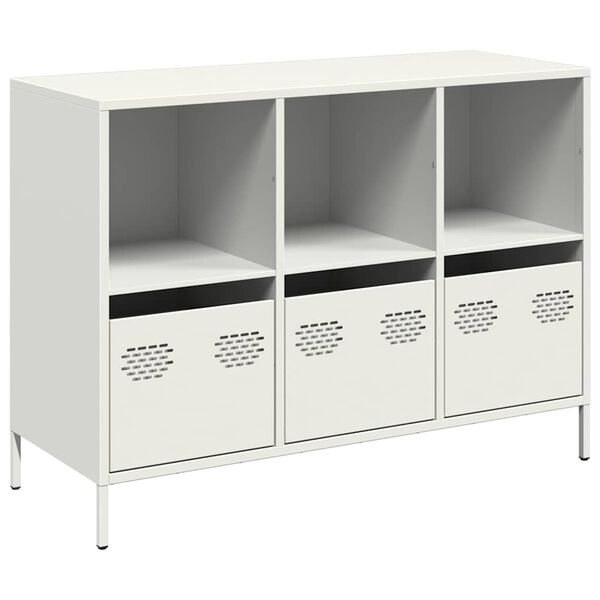 vidaXL Credenza Bianca 101,5x39x73,5 cm in Acciaio Laminato a Freddo