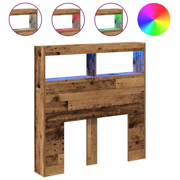 vidaXL Testiera con Contenitore a LED Legno Antico 100x17x102 cm