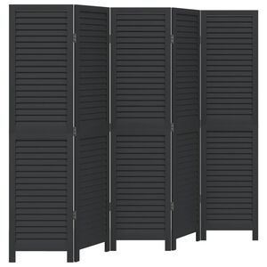 vidaXL Divisorio Ambienti 5 Pannelli Nero Legno Massello di Paulownia