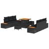 vidaXL Set Divano da Giardino 9 pcs Nero polyrattan