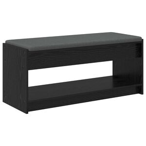 vidaXL Panca per ingresso con cuscino Rovere Nero 103 x 38 x 45 cm